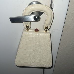 STAUD Kenny Croc-Embossed Leather Top Handle Bag